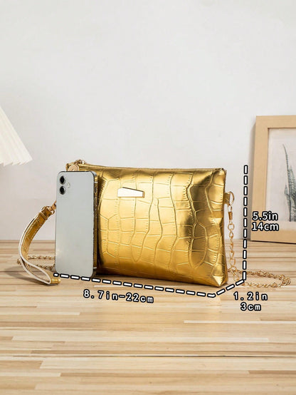 Bolso de mano/hombro Clutch Dorado Bling