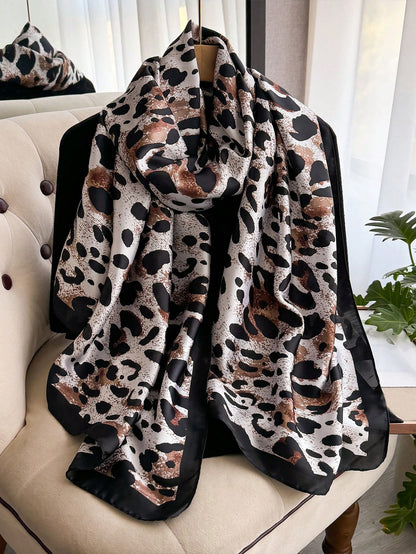 Pashmina Satinada Blissia estampado Leopard Print | Crema