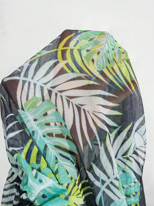 Salida de playa Minari Vestido mesh estampado de hojas – Talla M