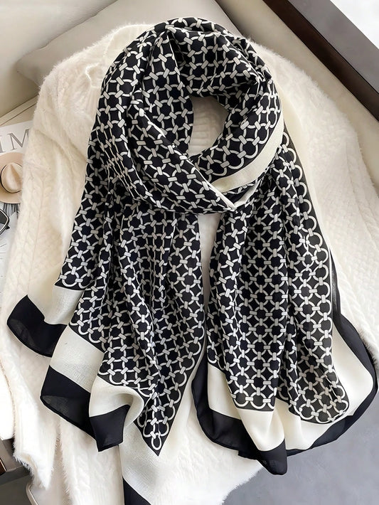 Pashmina Sidney Liso Blanco & Negro