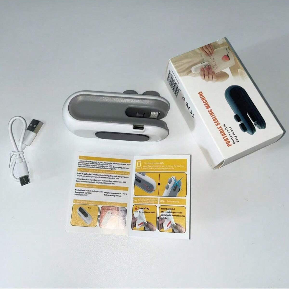 MINI SELLADOR DE BOLSAS PORTÁTIL (USB RECARGABLE)