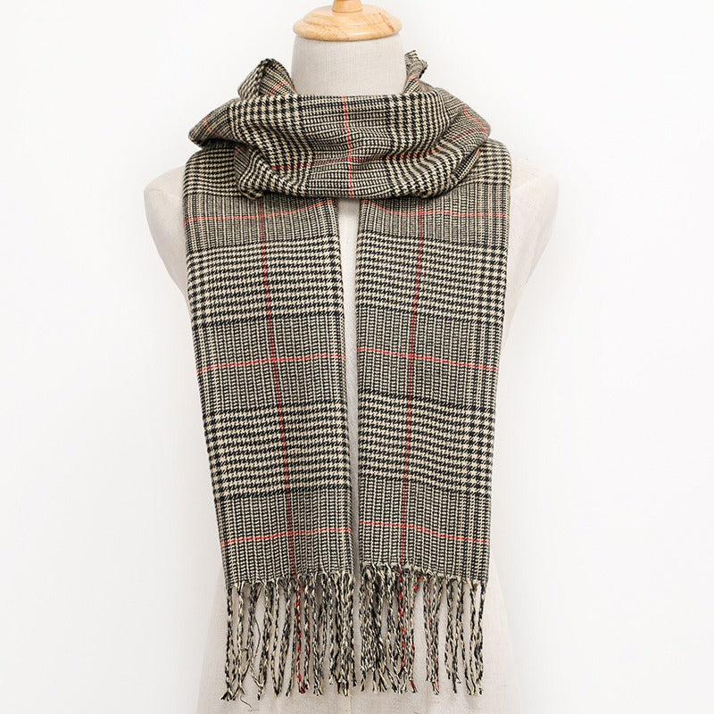 Bufanda Kingsley a cuadros tartan con flecos | Beige Multicolor