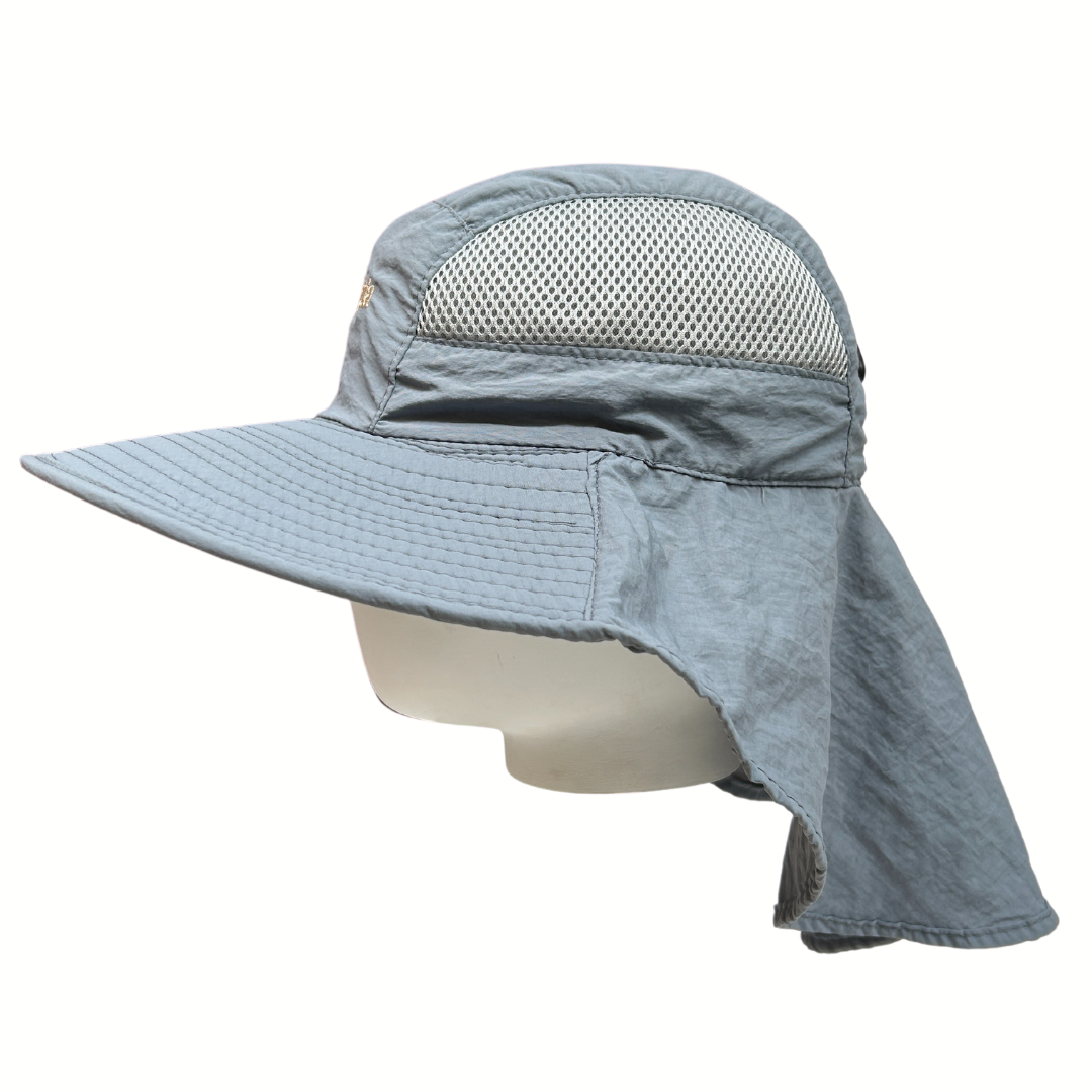 Sombrero Gorro Alta Proteccion Sol Cubre Nuca Impermeable - Gris Azulado