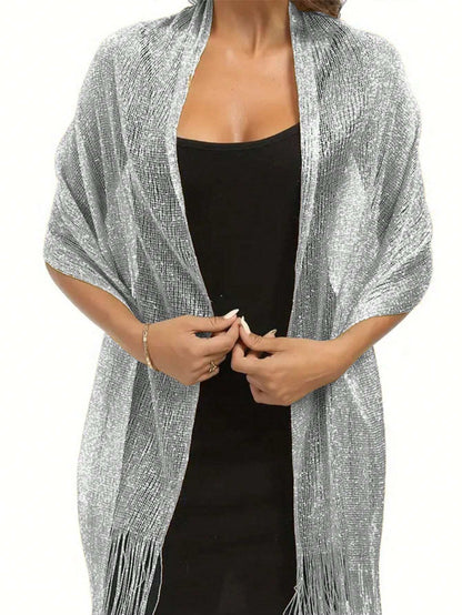 Chal Serena Regulable con flecos | Plateado