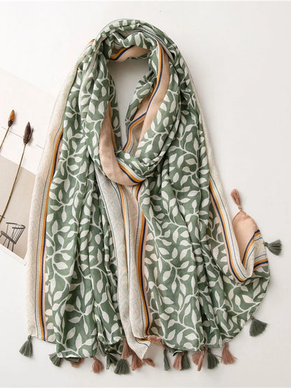 Pashmina Carmina de hojas | Verde Menta