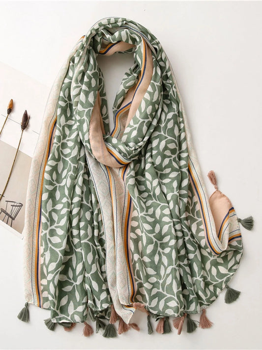 Pashmina Carmina de hojas | Verde Menta