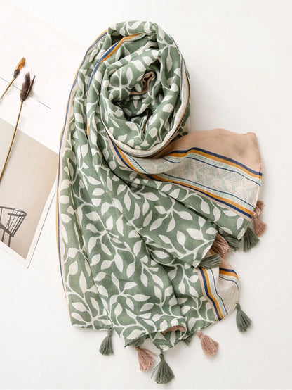 Pashmina Carmina de hojas | Verde Menta