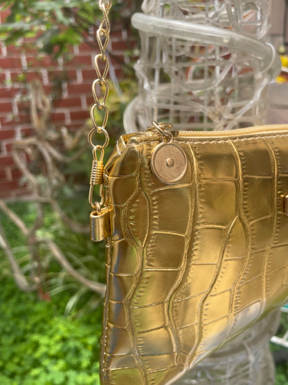 Bolso de mano/hombro Clutch Dorado Bling
