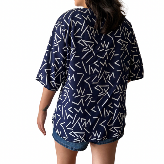 Kimono Corto Xiomara Azul Capa con estampado - Talla M