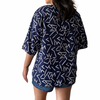 Kimono Corto Xiomara Azul con estampado Geométrico - Talla M