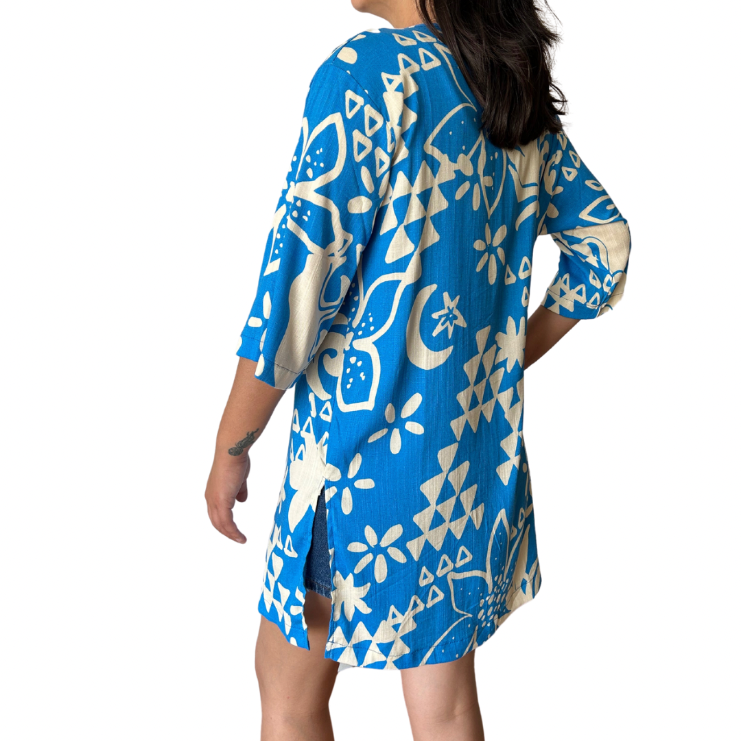 Kimono Corto AquaFlow con estampado Moderno - Talla M