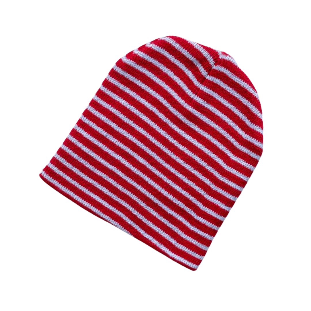 Beanie Waldo a rayas con destellos plateados