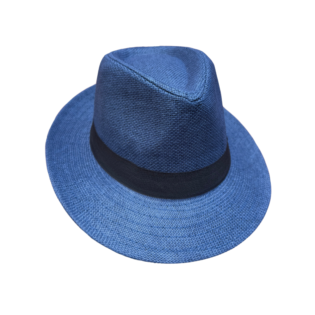 Sombrero Fedora Hombre Trilby Ala Ancha - Azul