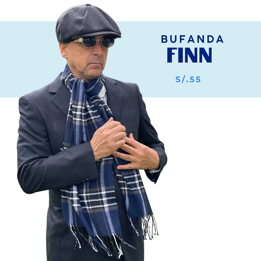 Bufanda multicolor con líneas Finn para hombre | Azul