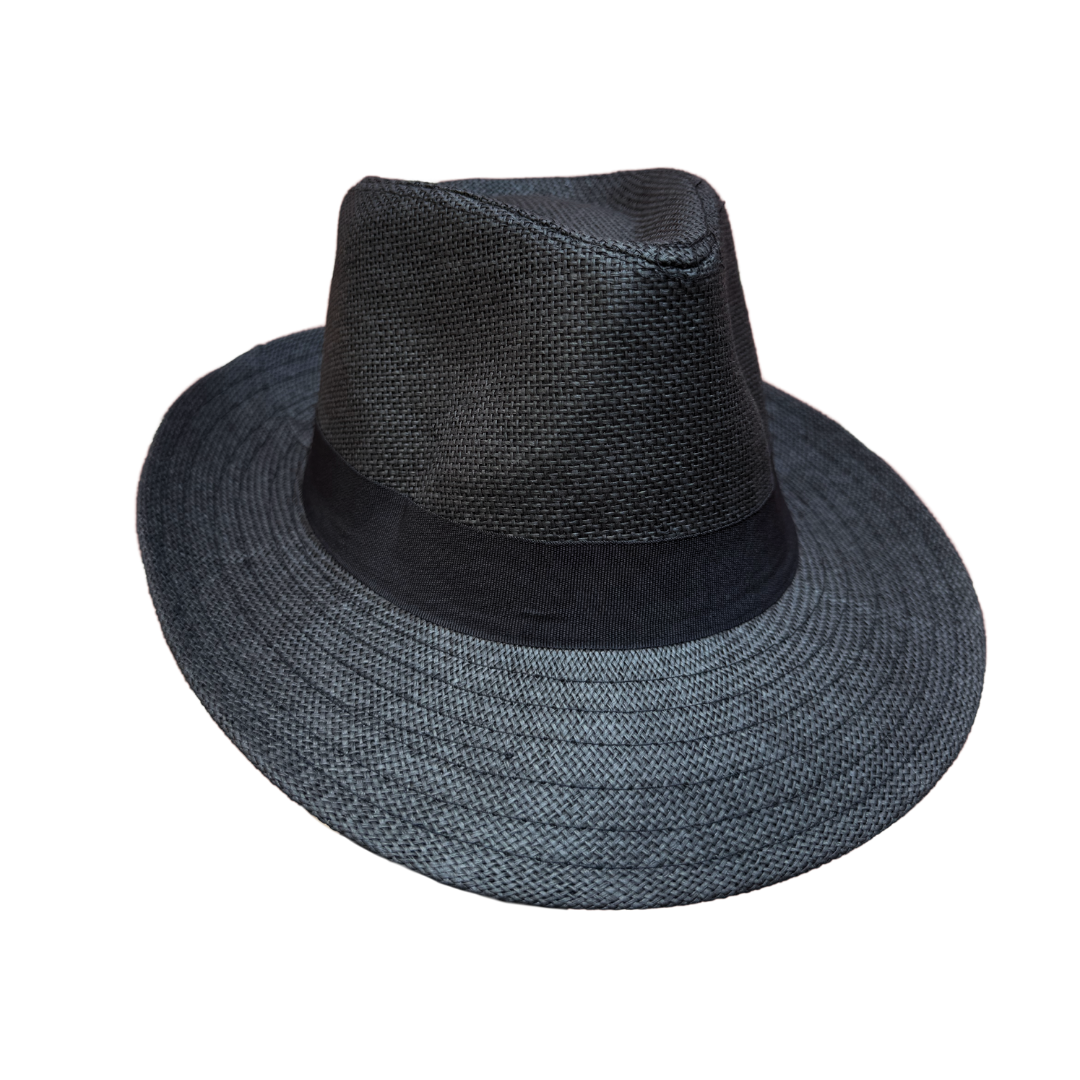 Sombrero Fedora Hombre Trilby Ala Ancha - Negro