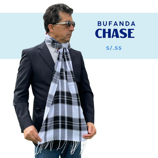 Bufanda Chase para hombre a cuadros | Blanco y negro