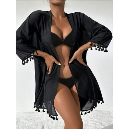 Kimono Corto Kimey Salida de playa Talla M/L - Negro