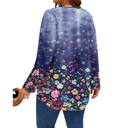 Cardigan Clearsky Azul con estampado Floral Multicolor - Talla L