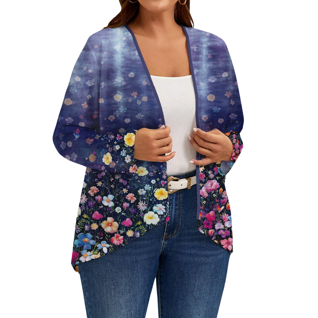 Cardigan Clearsky Azul con estampado Floral Multicolor - Talla L