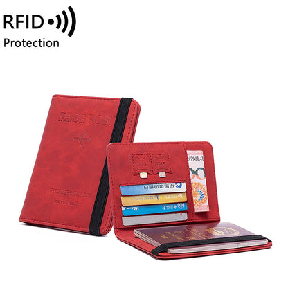 Porta Pasaporte de cuero Rojo RFID BLOCKING - Travel Wallet