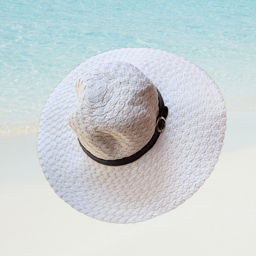 Sombrero de Playa Verano para Mujer Arenisca Proteccion UV - Blanco