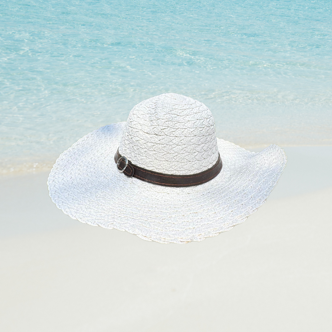 Sombrero de Playa Verano para Mujer Arenisca Proteccion UV - Blanco