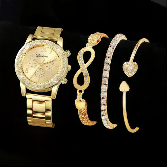 Set de Reloj y Tres Pulseras Gia - Dorado