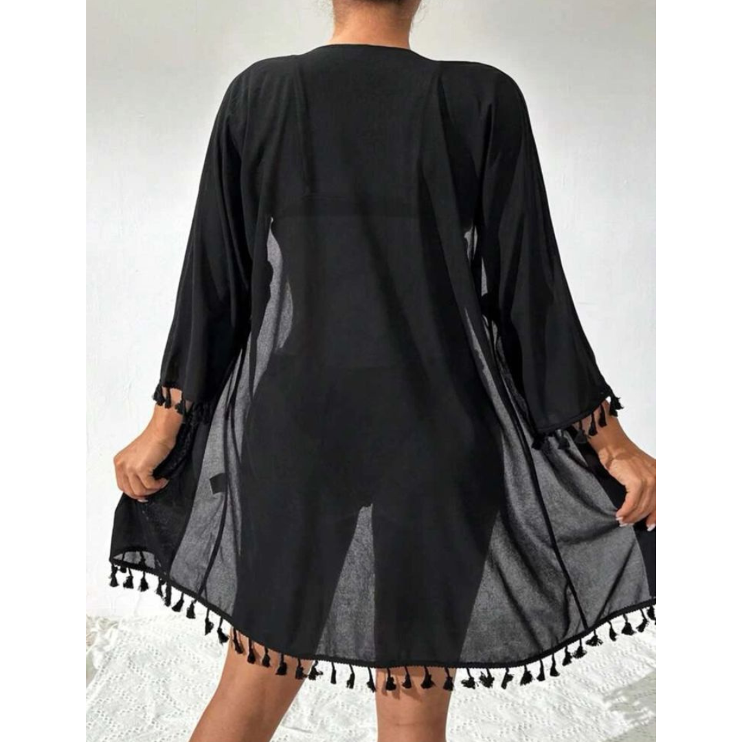 Kimono Corto Kimey Salida de playa Talla M/L - Negro