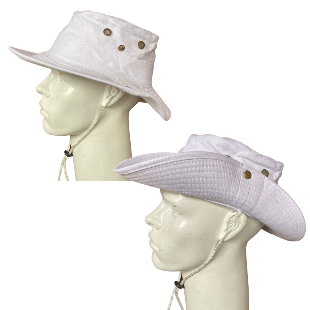 Sombrero Safari Pescador 3 en 1 Plegable Algodón - Blanco