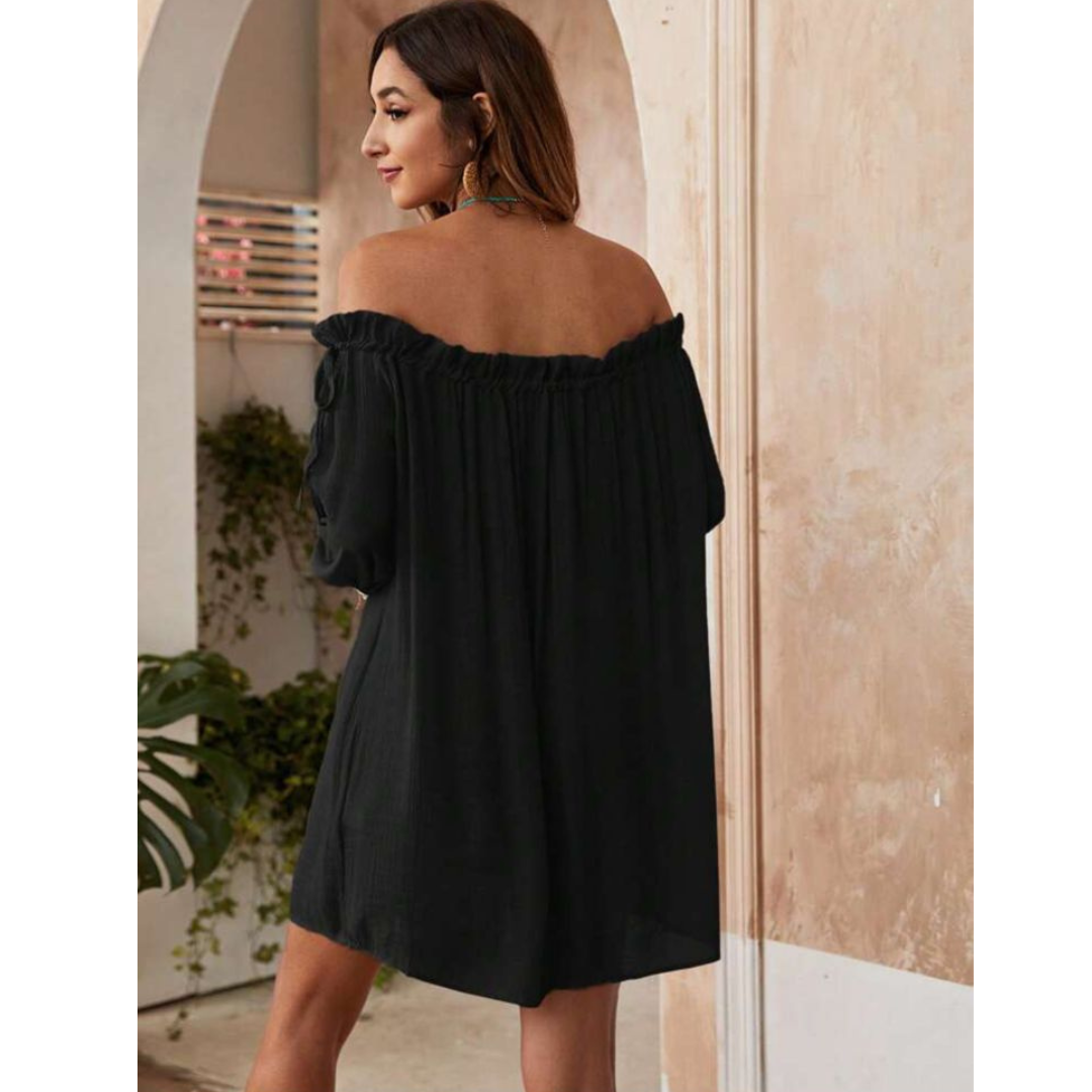 Vestido Giorgia Negro con Hombros descubiertos - Talla M