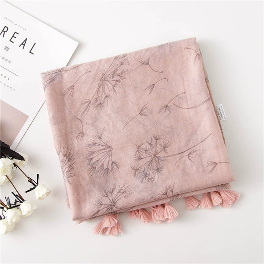 Pashmina Dandelion ligera con estampado | Rosado