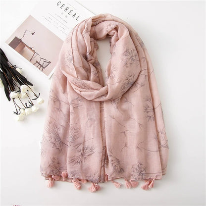 Pashmina Dandelion ligera con estampado | Rosado