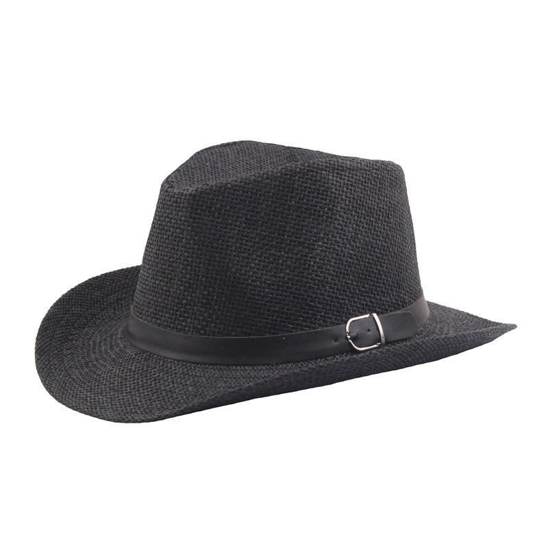 Sombrero Vaquero de Paja con Cinta de Cuerina - Negro