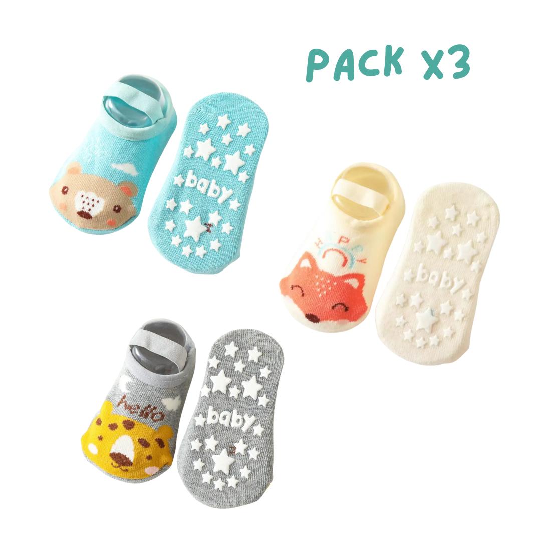Ryusei - Pack de 3 Medias Antideslizante para Bebés