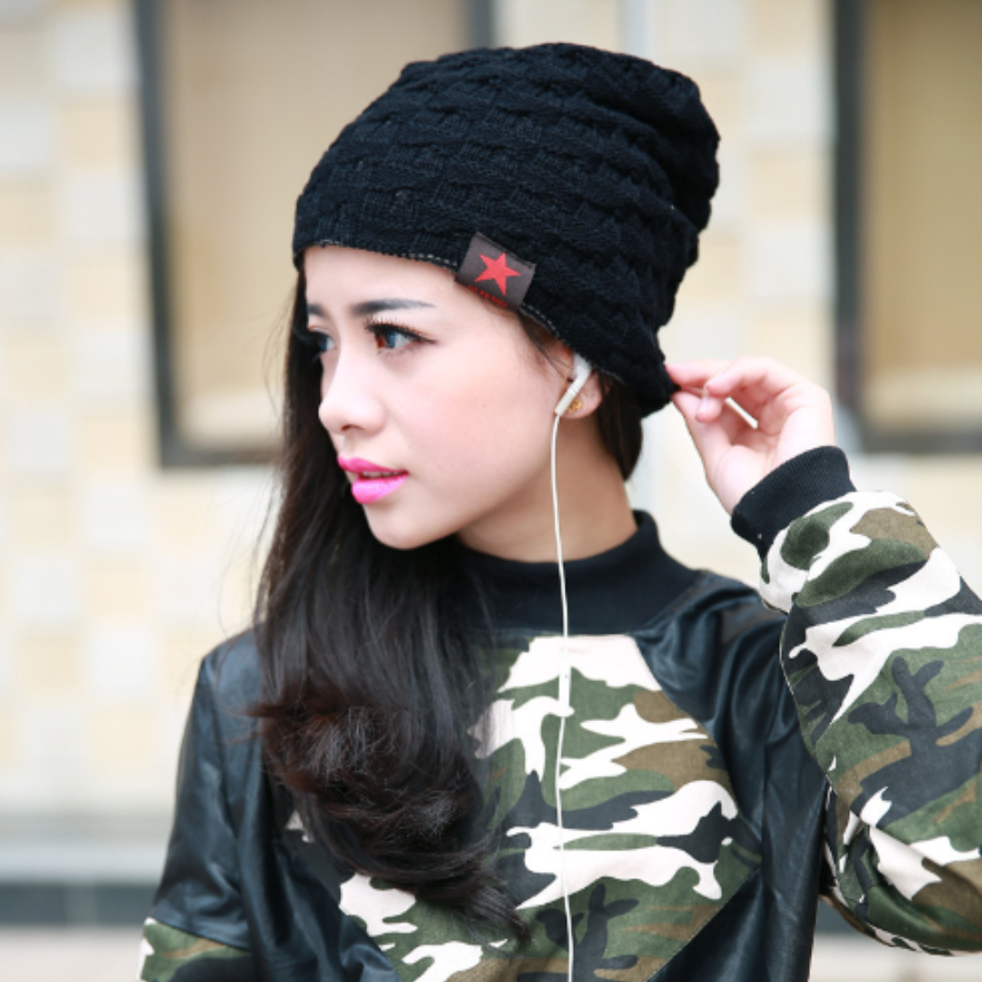 Beanie Chullo Reversible Doble Cara - Negro