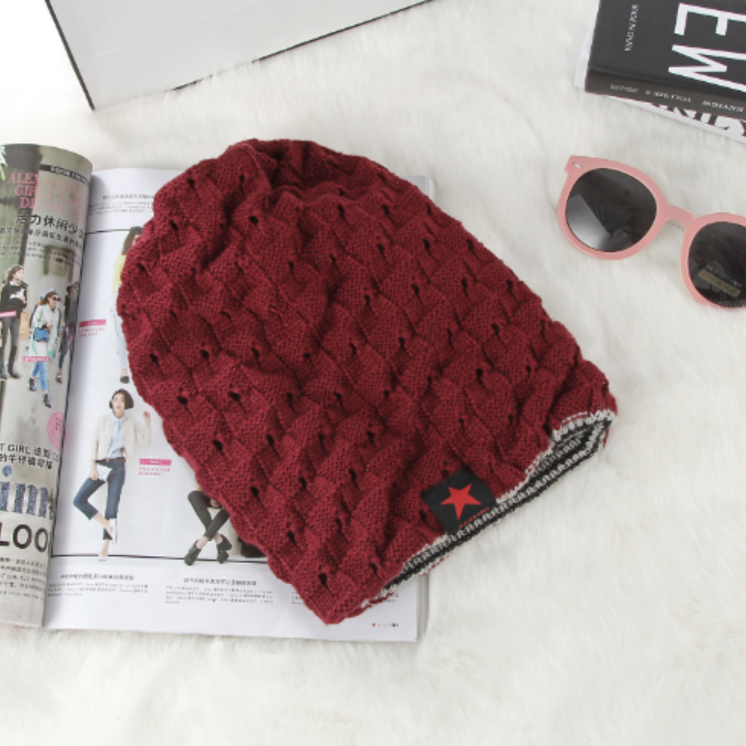 Beanie Chullo Reversible Doble Cara - Guinda