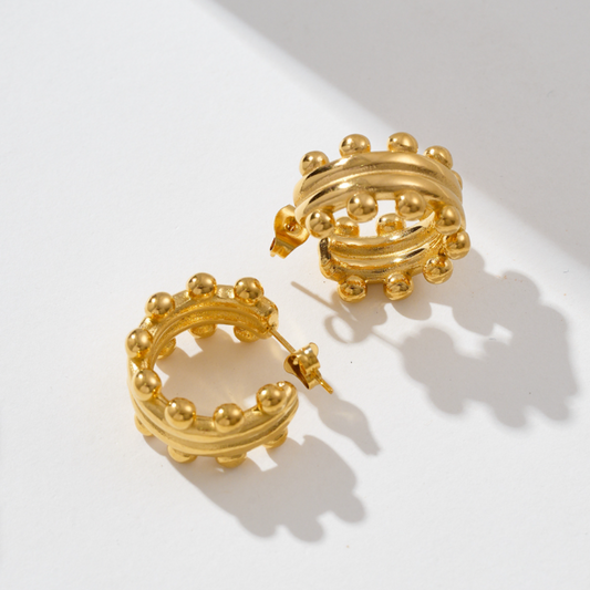 Aretes Hoop con bolitas Lucila