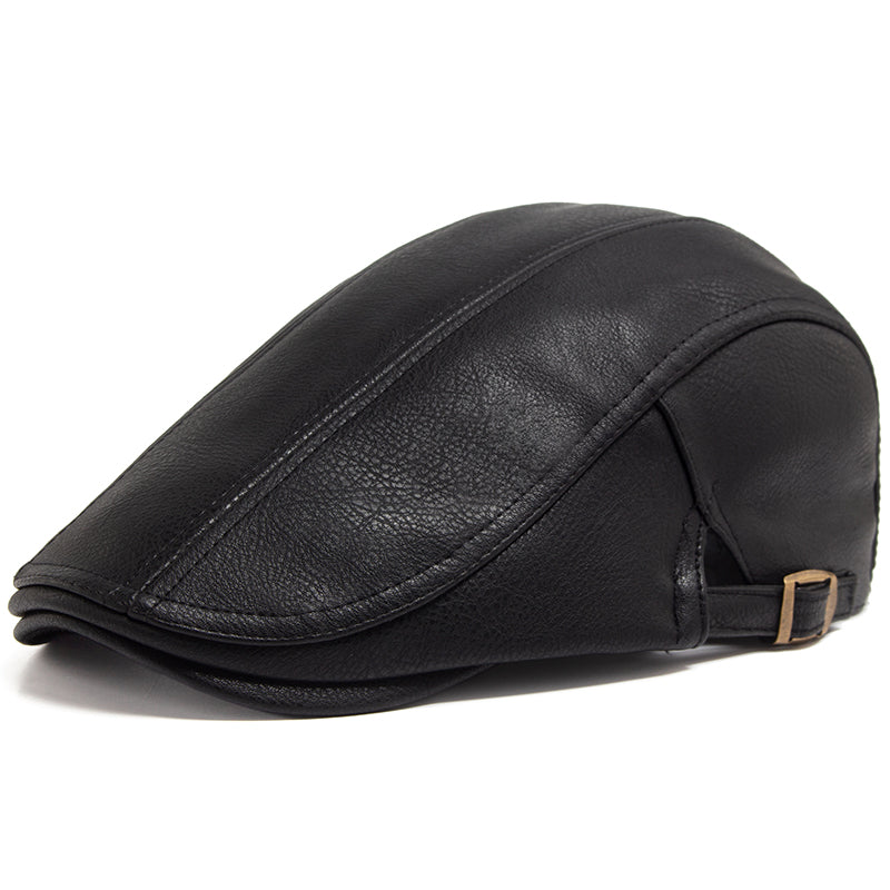 Boina Mister cuero PU con correa regulable | Negro