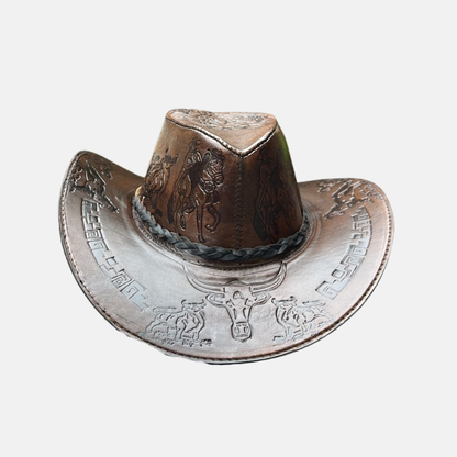 Sombrero Bernardo Vaquero de Cuero con Diseño
