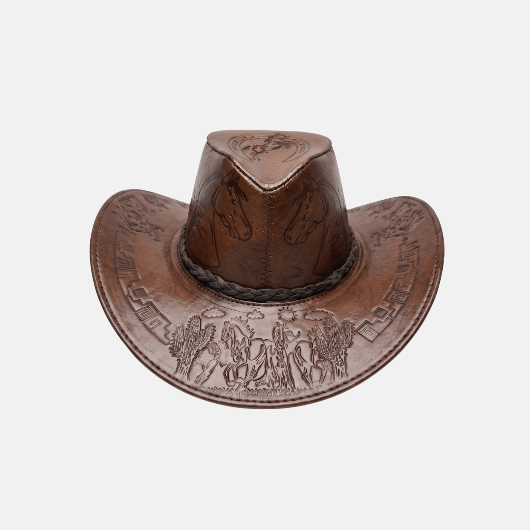 Sombrero Bernardo Vaquero de Cuero con Diseño