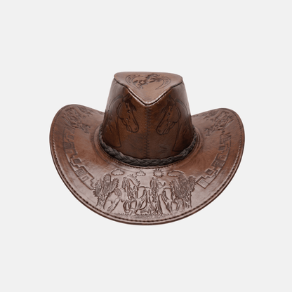 Sombrero Bernardo Vaquero de Cuero con Diseño