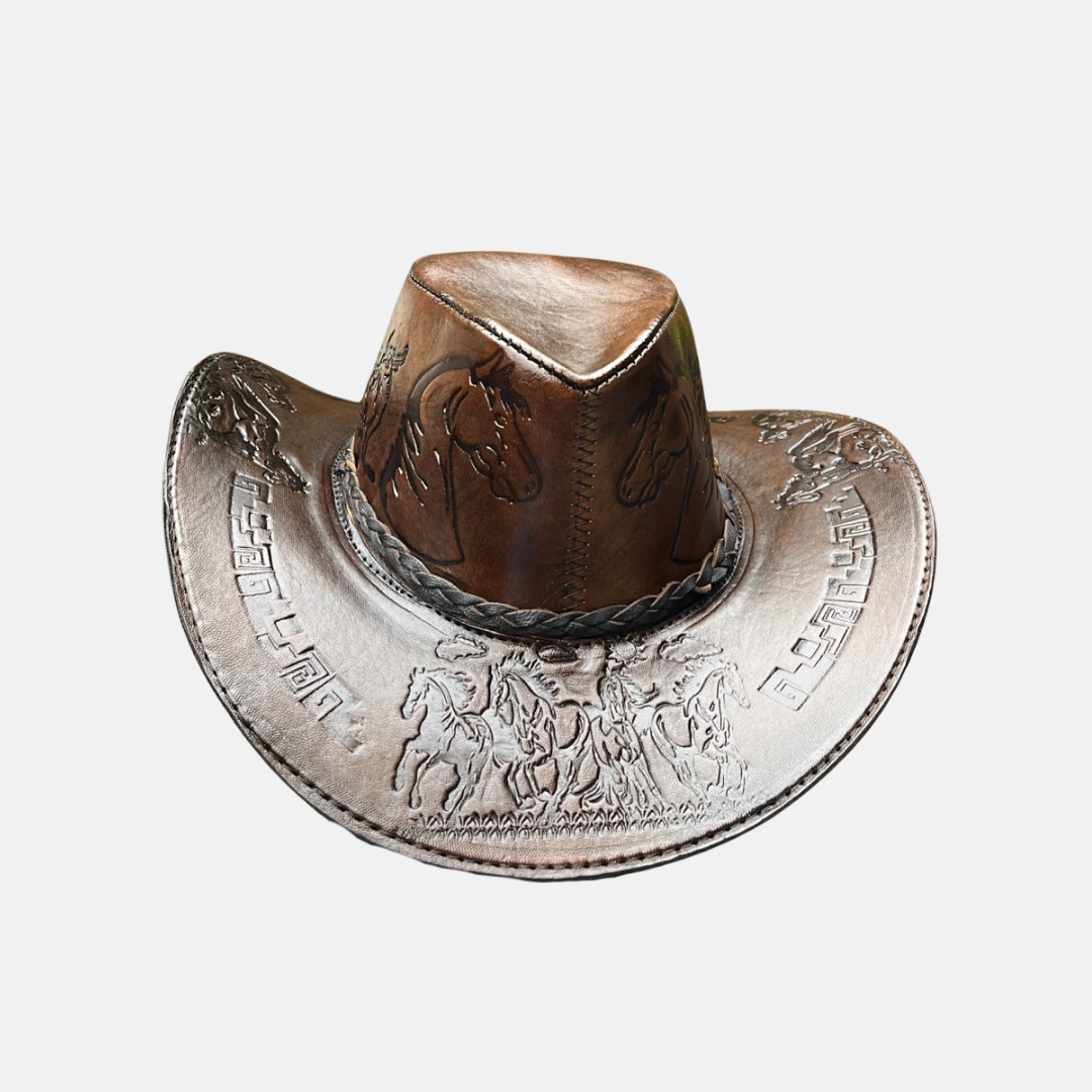 Sombrero Bernardo Vaquero de Cuero con Diseño