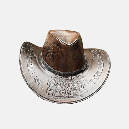 Sombrero Bernardo Vaquero de Cuero con Diseño