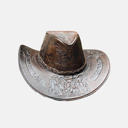 Sombrero Bernardo Vaquero de Cuero con Diseño