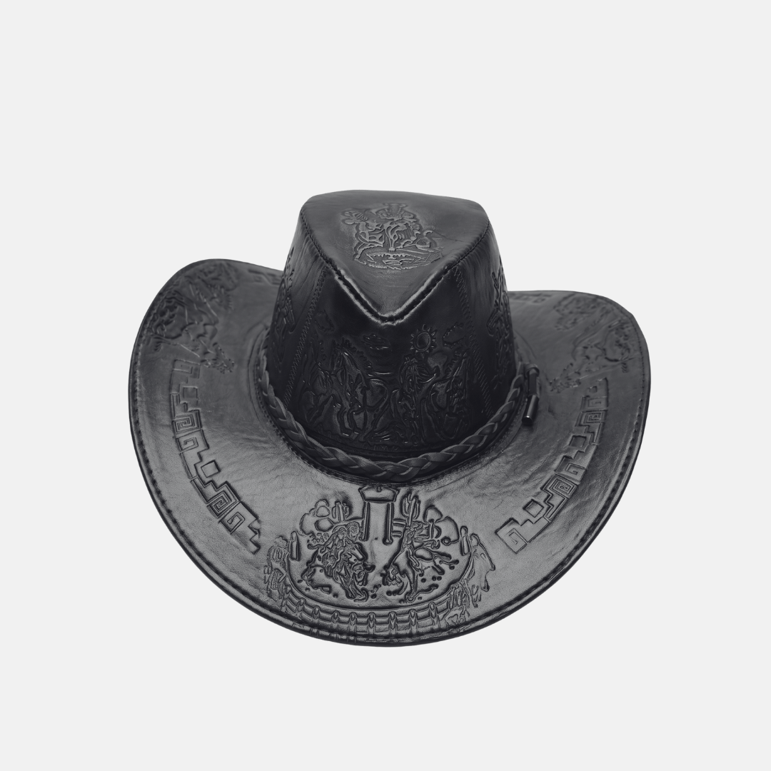 Sombrero Bernardo Vaquero de Cuero con Diseño