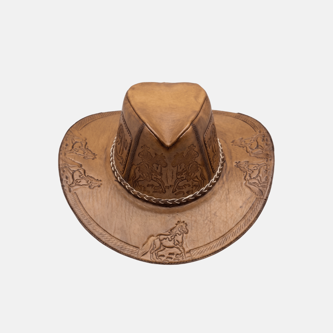 Sombrero Bernardo Vaquero de Cuero con Diseño