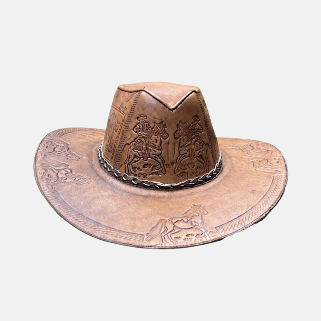 Sombrero Bernardo Vaquero de Cuero con Diseño