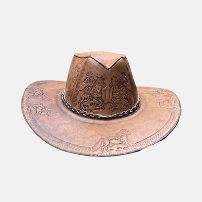 Sombrero Bernardo Vaquero de Cuero con Diseño