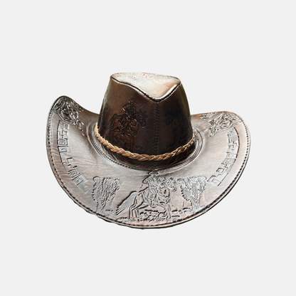 Sombrero Bernardo Vaquero de Cuero con Diseño