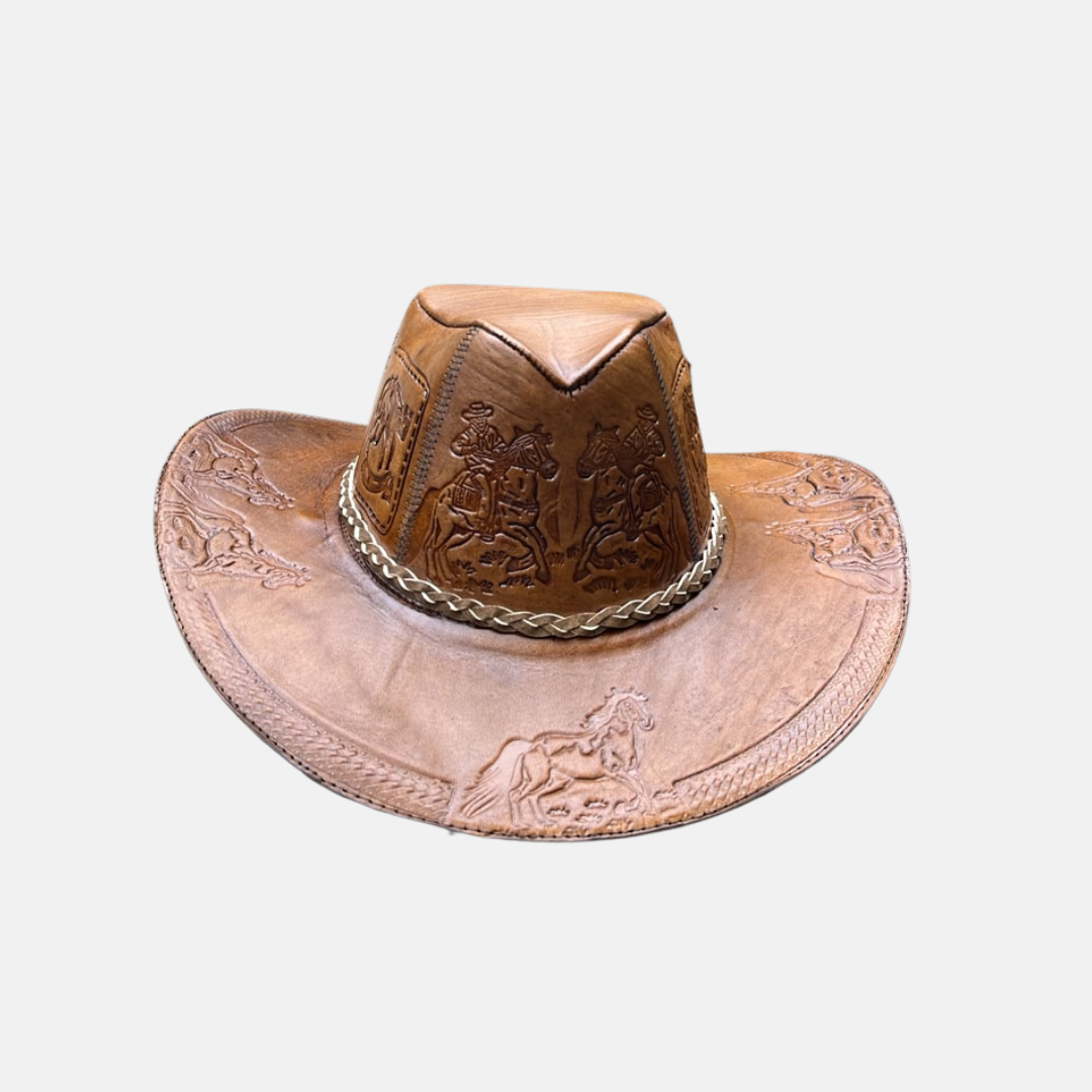 Sombrero Bernardo Vaquero de Cuero con Diseño